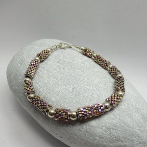 Peyote tube and Sterling silver bracelet